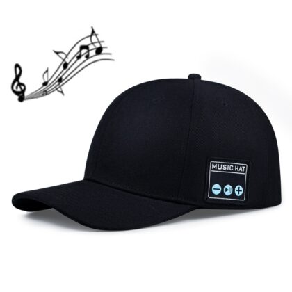 T4US Bluetooth 5.0 Binaural Stereo Wireless Music Calling Cap (Black) inbuilt Speaker
